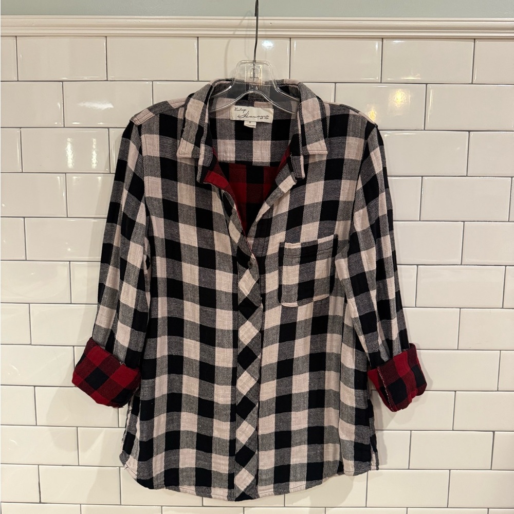 Vintage Havana Buffalo Plaid Flannel Button Down Shirt Size S